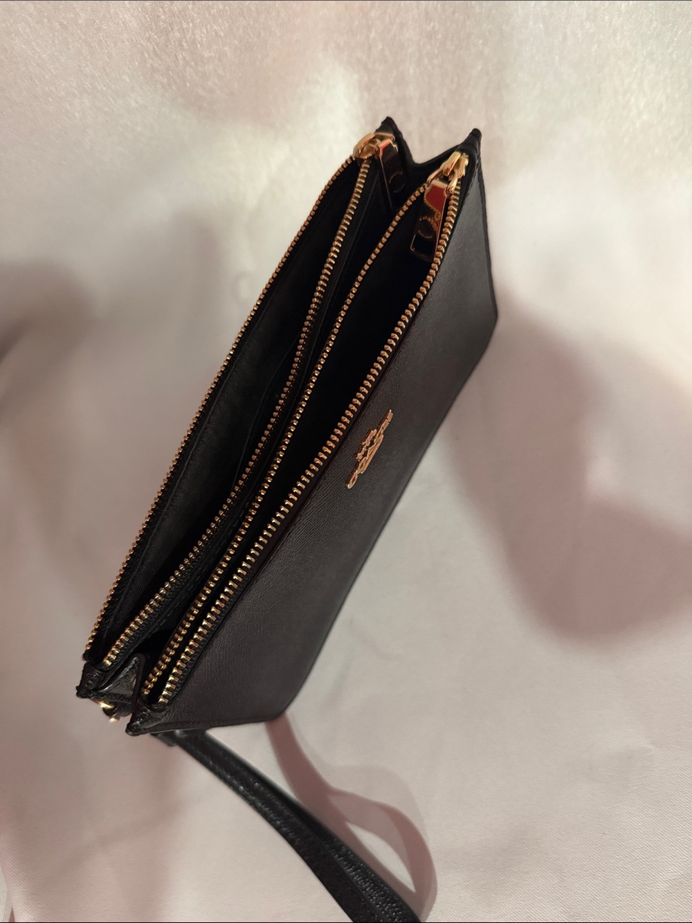 Coach Black Leather Wristlet with Gold Hardware - Picture 2 of 4